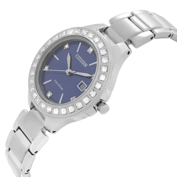 $450- Citizen FE1190-53L Silhouette Eco-Drive SS Crystal Blue Dial Ladies Watch main image 9